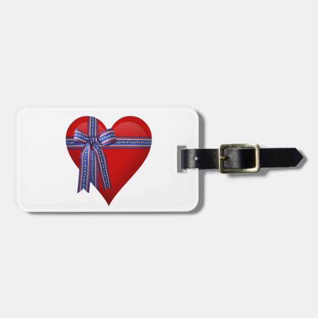 Patriotic Heart graphic Luggage Tag (Front Horizontal)