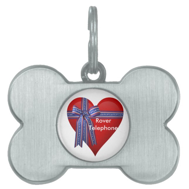 Patriotic Heart graphic Pet Name Tag (Front)