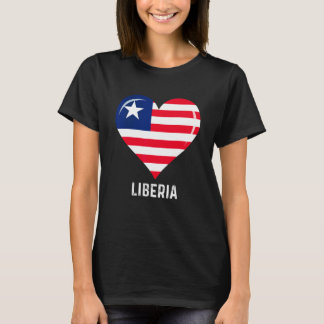 Patriotic Heart Liberia Flag Retro Distressed T-Shirt