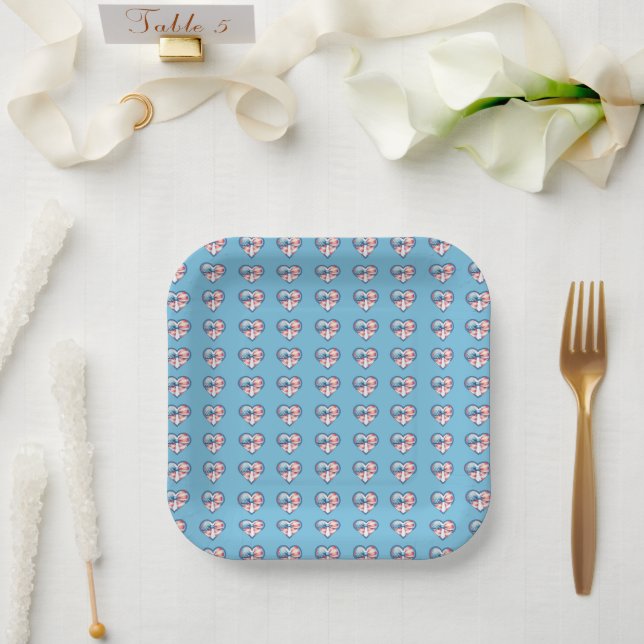 Patriotic Heart Paper Plate (Wedding)