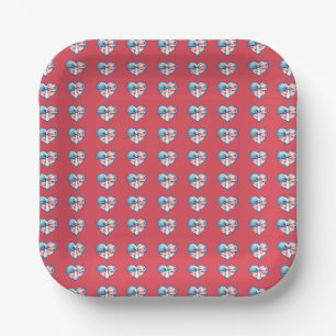 Patriotic Heart Paper Plate
