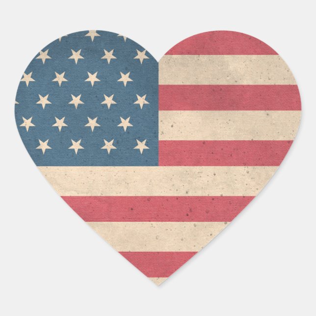 Patriotic Heart Shaped American Flag Heart Sticker (Front)