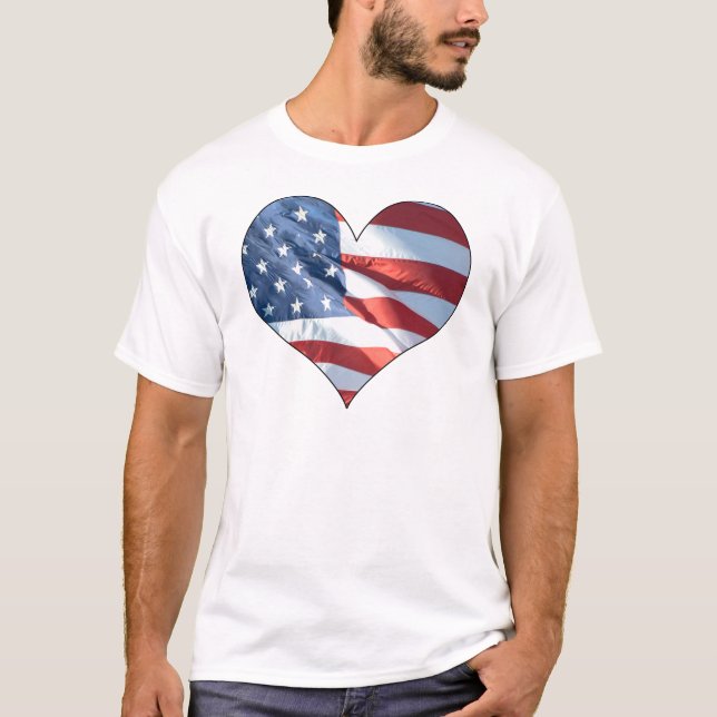Patriotic Heart Shaped American Flag T-Shirt (Front)
