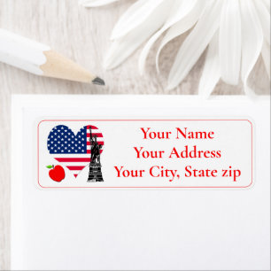 Patriotic Heart, Statue of Liberty and Apple