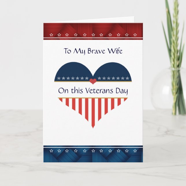 Patriotic Heart Wife Veterans Day Card (Front)