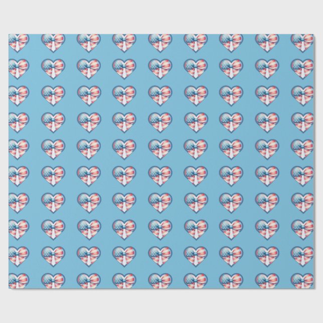 Patriotic Heart Wrapping Paper (Flat)