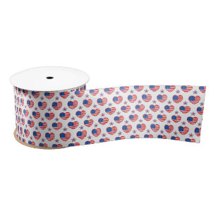 Patriotic Hearts Satin Ribbon