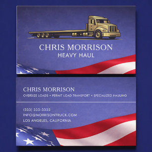 Patriotic Heavy Haul Truck Trucking Business Card