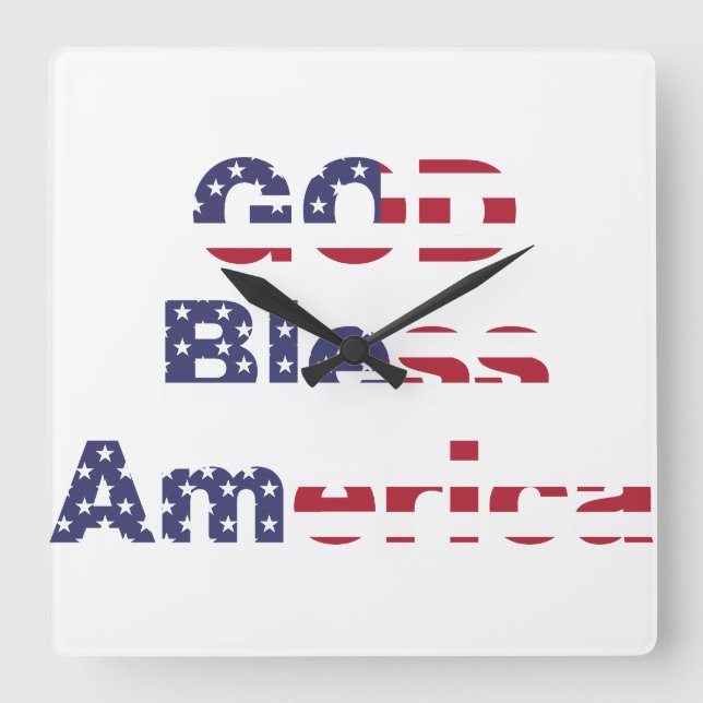 Patriotic Heritage Wall Clock - Bold God Bless USA (Front)