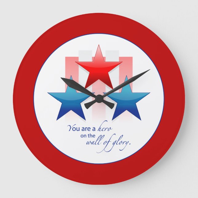 Patriotic Hero Wall of Glory, Thank You Military Large Clock (Front)