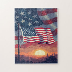 Patriotic Hidden Picture Mosaic Activity Game for Jigsaw Puzzle