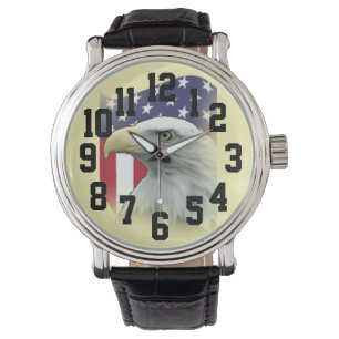 Patriotic High Contrast Big Numbers Easy Read Watch
