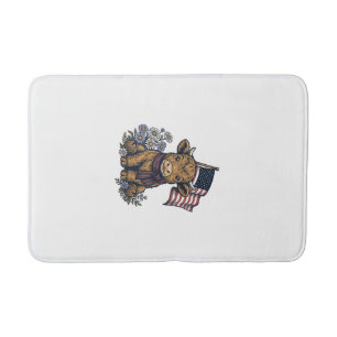 Patriotic Highland Calf with Flag Vintage Vector_1 Bath Mat