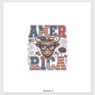 Patriotic Highland Cow America 4th of July Shirt_1