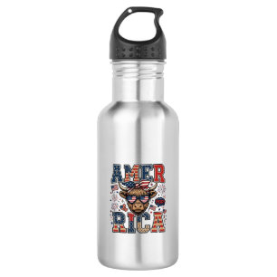 Patriotic Highland Cow America 4th of July Shirt_1 532 Ml Water Bottle
