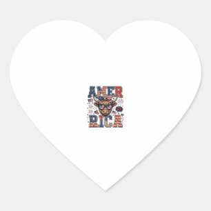 Patriotic Highland Cow America 4th of July Shirt_1 Heart Sticker
