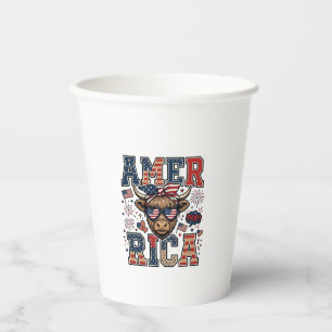 Patriotic Highland Cow America 4th of July Shirt_1 Paper Cups