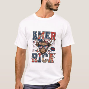 Patriotic Highland Cow America 4th of July Shirt_1 T-Shirt