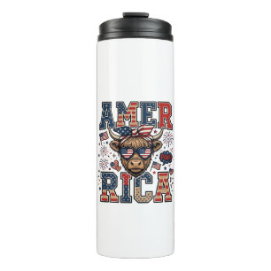 Patriotic Highland Cow America 4th of July Shirt_1 Thermal Tumbler