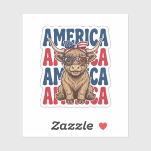 Patriotic Highland Cow America Vintage Shirt Desig
