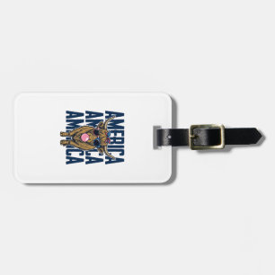Patriotic Highland Cow America Vintage T-Shirt Des Luggage Tag