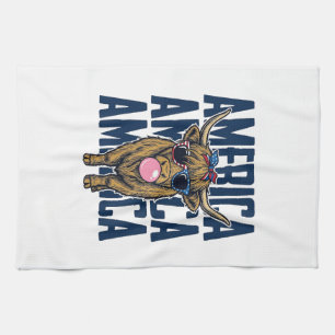 Patriotic Highland Cow America Vintage T-Shirt Des Tea Towel
