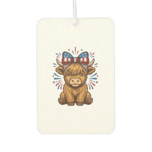 Patriotic Highland Cow Bow Vector Design (2)_1 Car Air Freshener