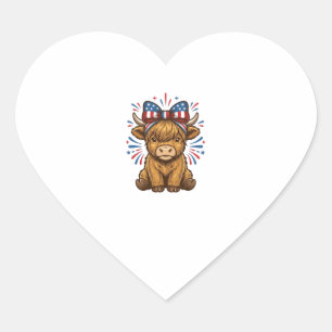 Patriotic Highland Cow Bow Vector Design (2)_1 Heart Sticker