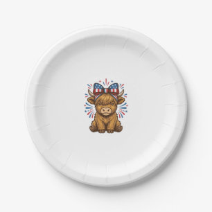Patriotic Highland Cow Bow Vector Design (2)_1 Paper Plate