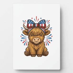 Patriotic Highland Cow Bow Vector Design (2)_1 Plaque