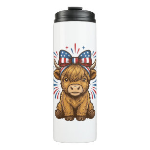 Patriotic Highland Cow Bow Vector Design (2)_1 Thermal Tumbler