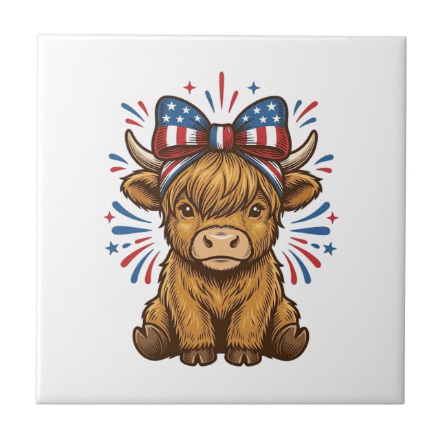 Patriotic Highland Cow Bow Vector Design (2)_1 Tile (Front)