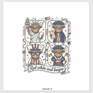 Patriotic Highland Cow Red White and Boujee