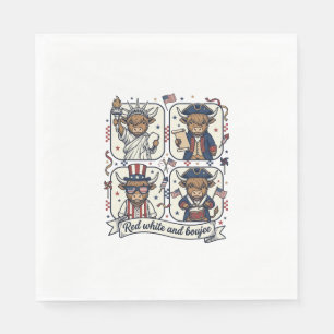 Patriotic Highland Cow Red White and Boujee Napkin