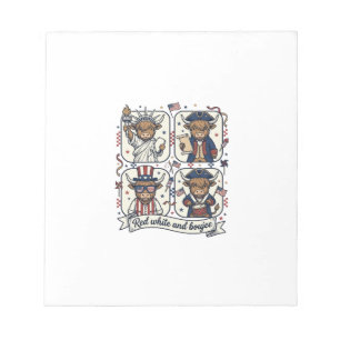 Patriotic Highland Cow Red White and Boujee Notepad