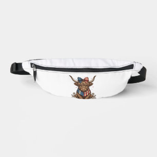 Patriotic Highland Cow Vintage Bum Bags