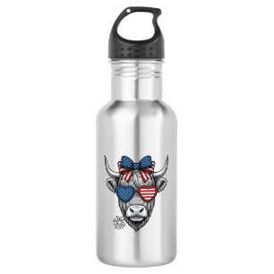 Patriotic Highland Cow Vintage Engraving Shirt_1 532 Ml Water Bottle