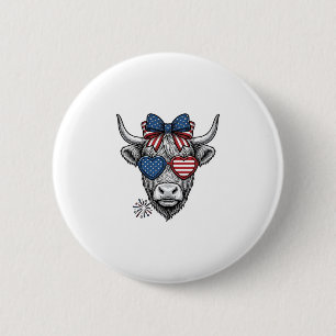 Patriotic Highland Cow Vintage Engraving Shirt_1 6 Cm Round Badge