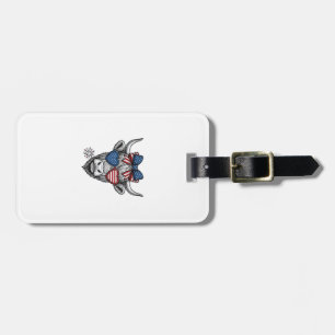 Patriotic Highland Cow Vintage Engraving Shirt_1 Luggage Tag