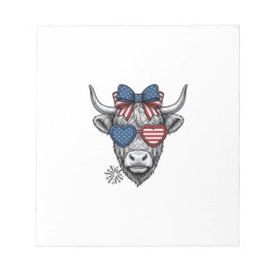 Patriotic Highland Cow Vintage Engraving Shirt_1 Notepad