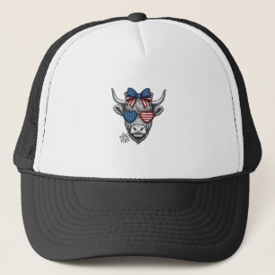 Patriotic Highland Cow Vintage Engraving Shirt_1 Trucker Hat