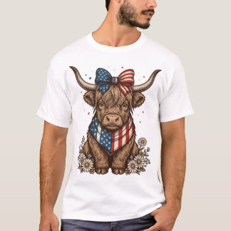 Patriotic Highland Cow Vintage T-Shirt