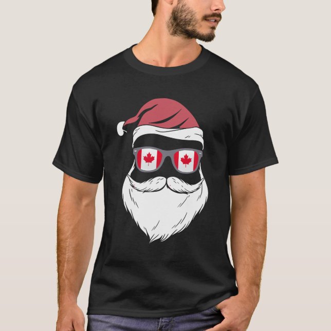Patriotic Hipster Santa canadian flag sunglasses c T-Shirt (Front)