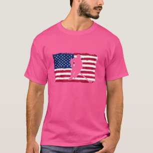 Patriotic Hockey 4th of July Men USA American Flag T-Shirt