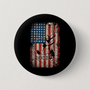 Patriotic Hockey Flag Usa American For Hockey Play 6 Cm Round Badge