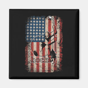 Patriotic Hockey Flag Usa American For Hockey Play Magnet