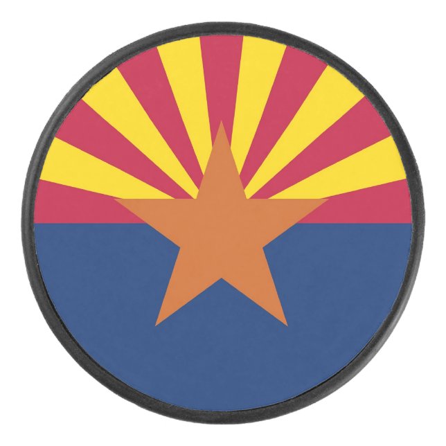 Patriotic hockey puck with flag of Arizona, USA (Front)