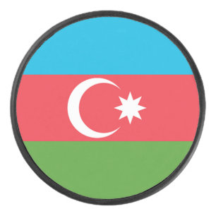 Patriotic hockey puck with flag of Azerbaijan