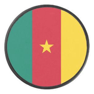 Patriotic hockey puck with flag of Cameroon