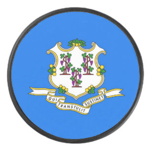 Patriotic hockey puck with flag of Connecticut